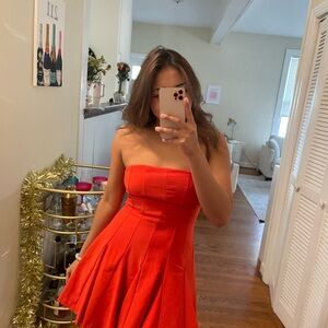 Elegant Strapless Red Dress